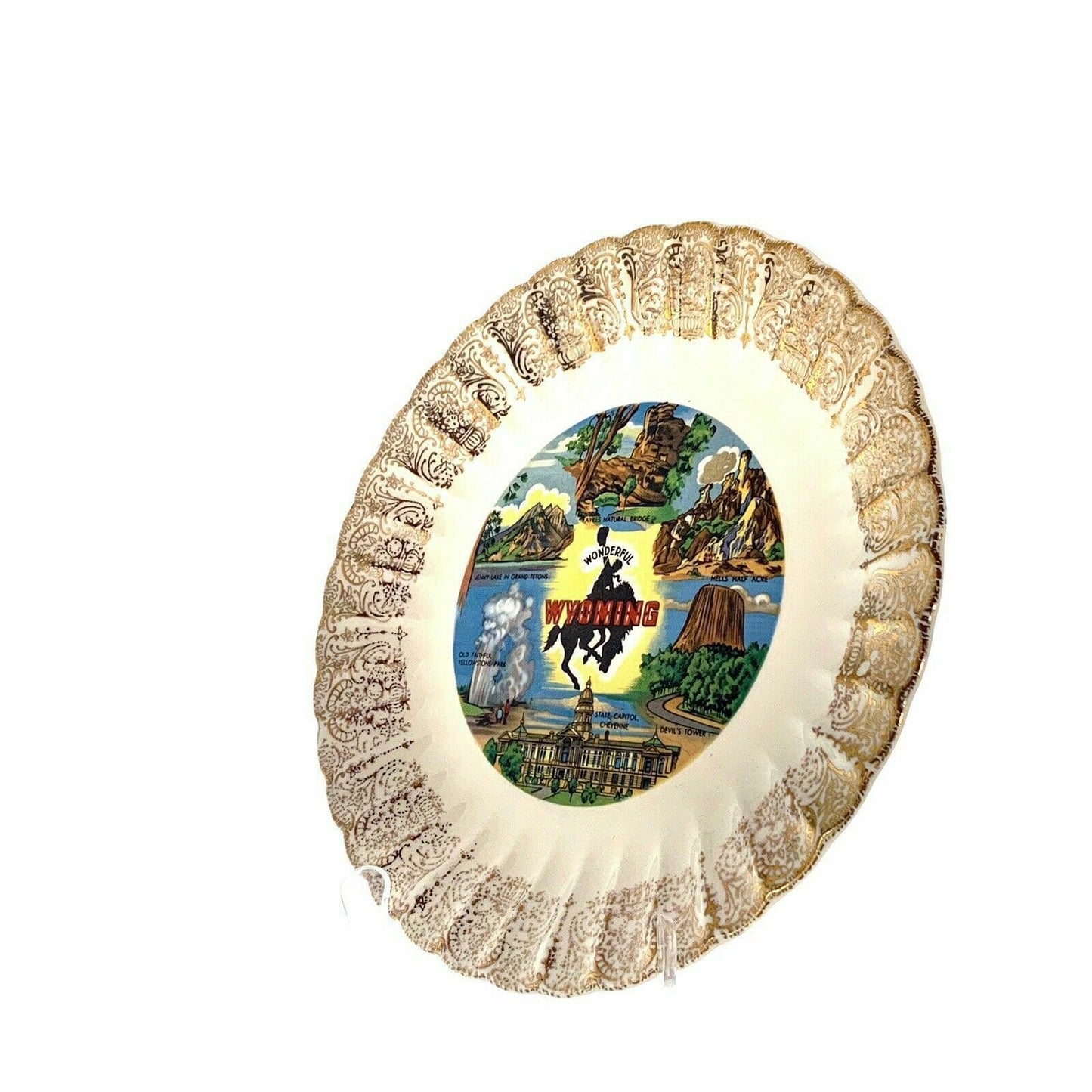 State Of Wyoming Souvenir Collectible Plate, White - 9.5”