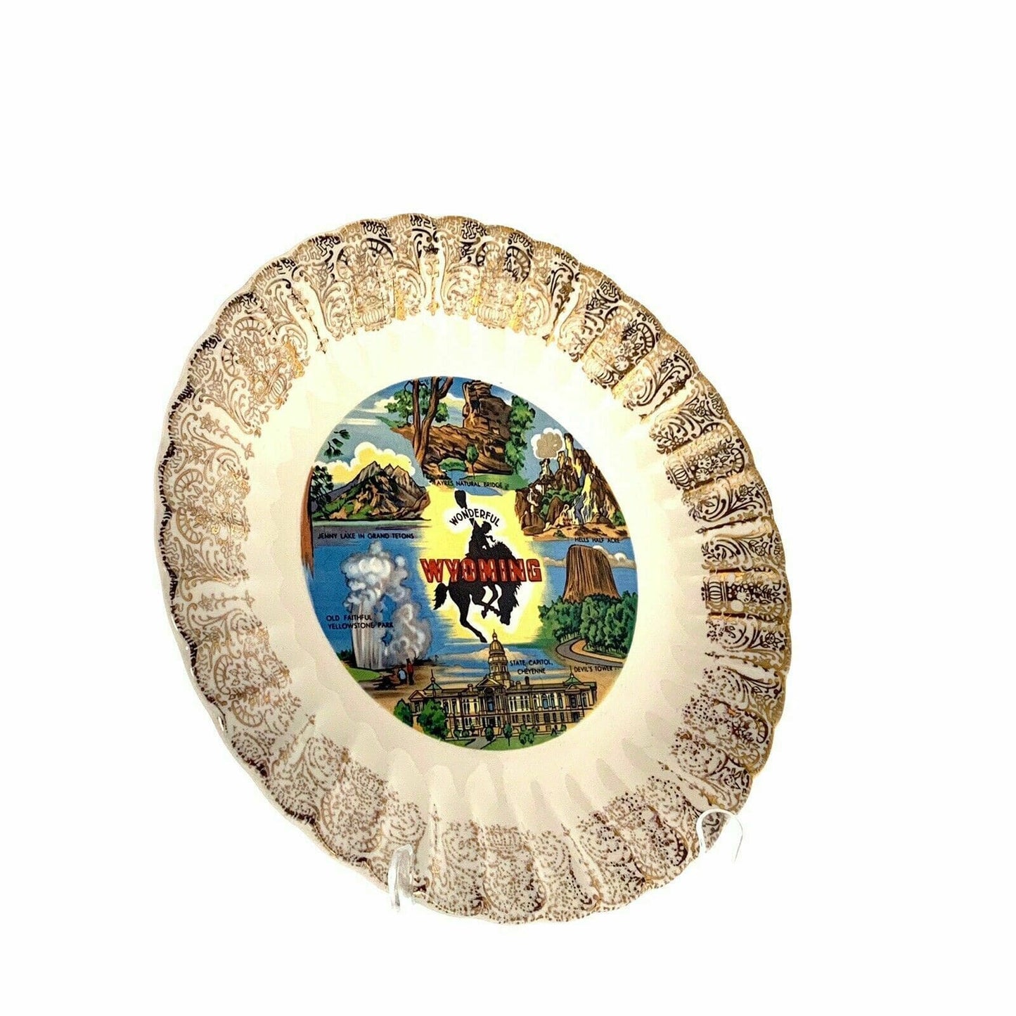 State Of Wyoming Souvenir Collectible Plate, White - 9.5”