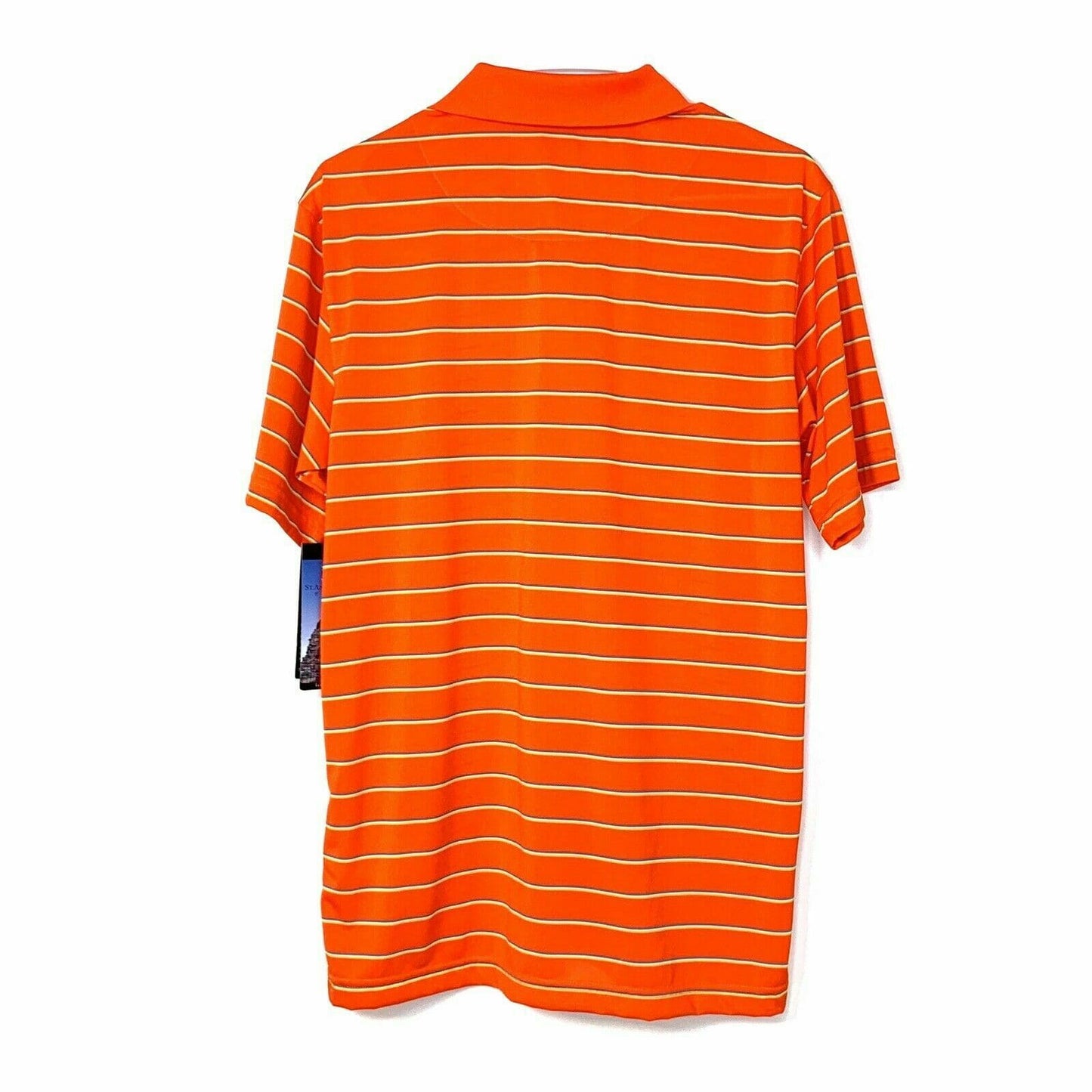 St Andrews Of Scotland Mens Size S Orange Golf Shirt Striped Polo S/s