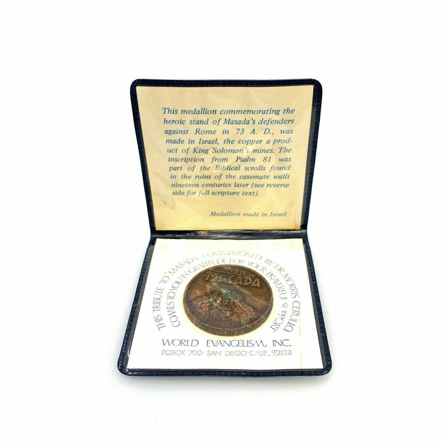 Masada Bronze Prayer Medal Doctor Morris Cerullo World Evangelism Incorporated