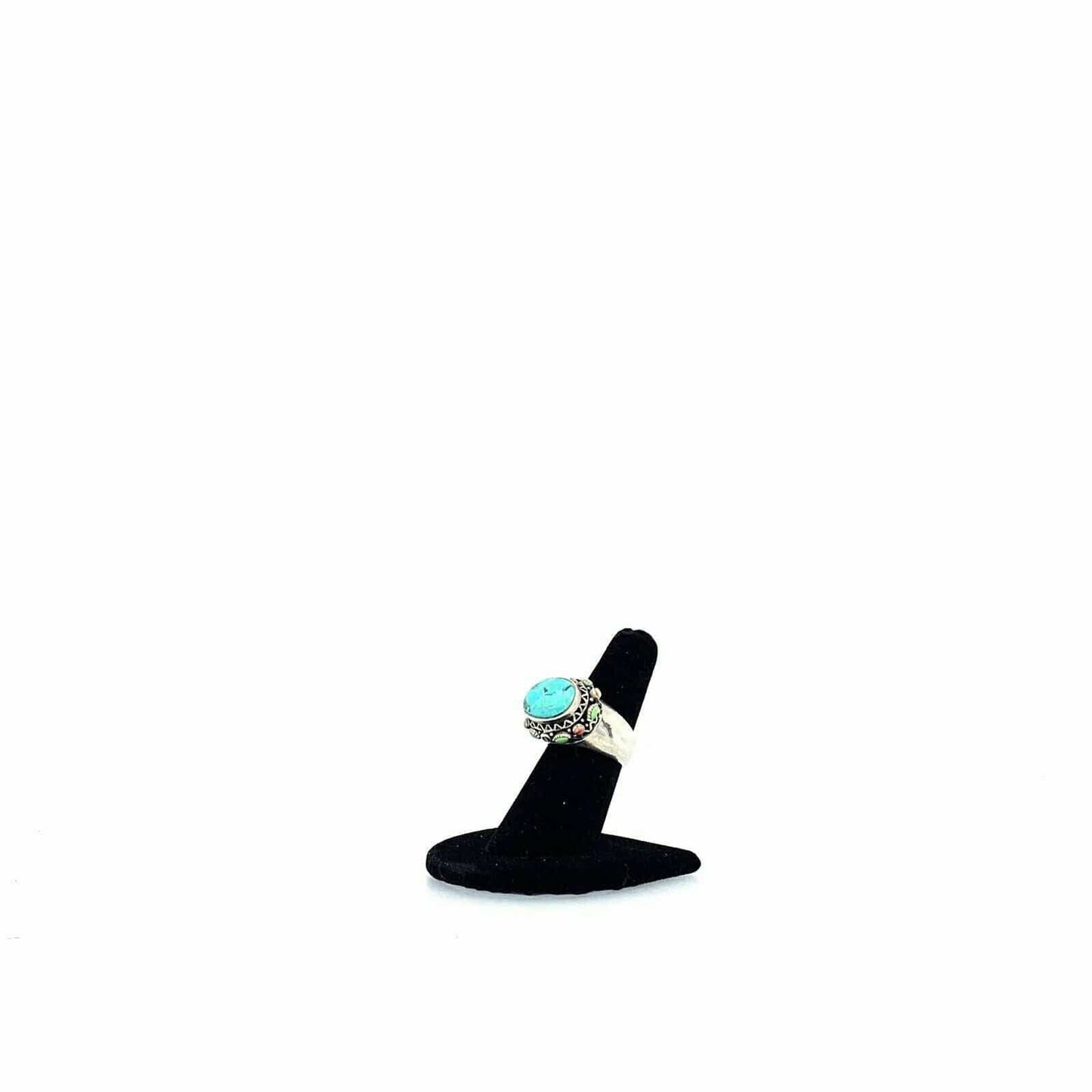 Vintage Navajo Turquoise Sterling Silver Womens Ring, Size 6.75
