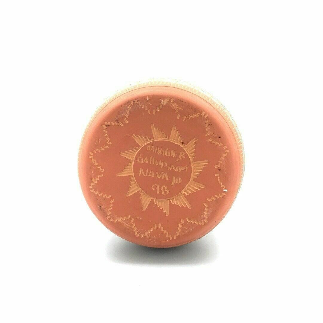 Navajo Maggie Begay Signed Pottery 8” Vase Terra Cotta Hand Etched Gallup, NM 98