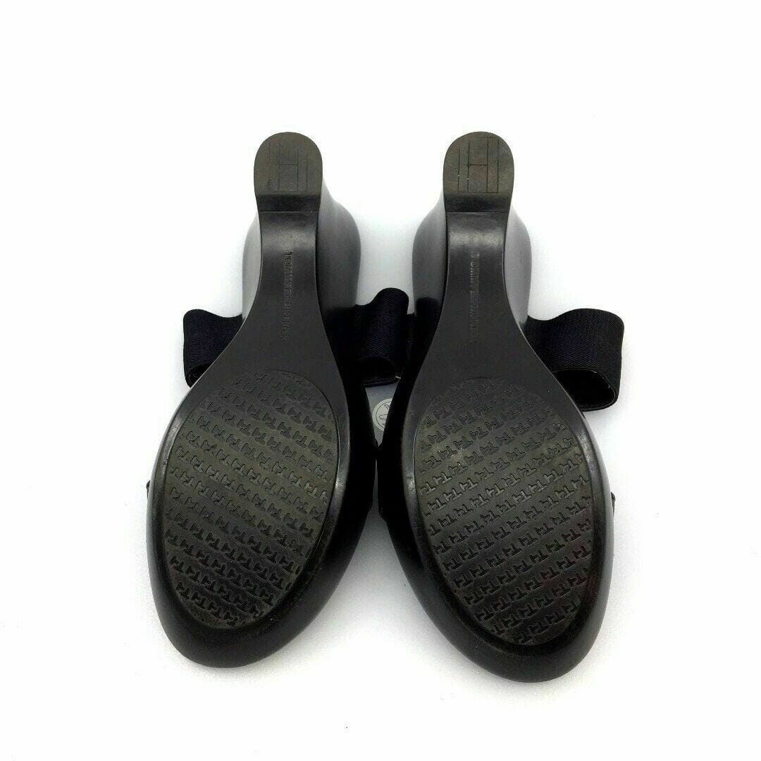 Tommy Hilfiger Womens Shoes 8M Alessa Black Wedge Sandals
