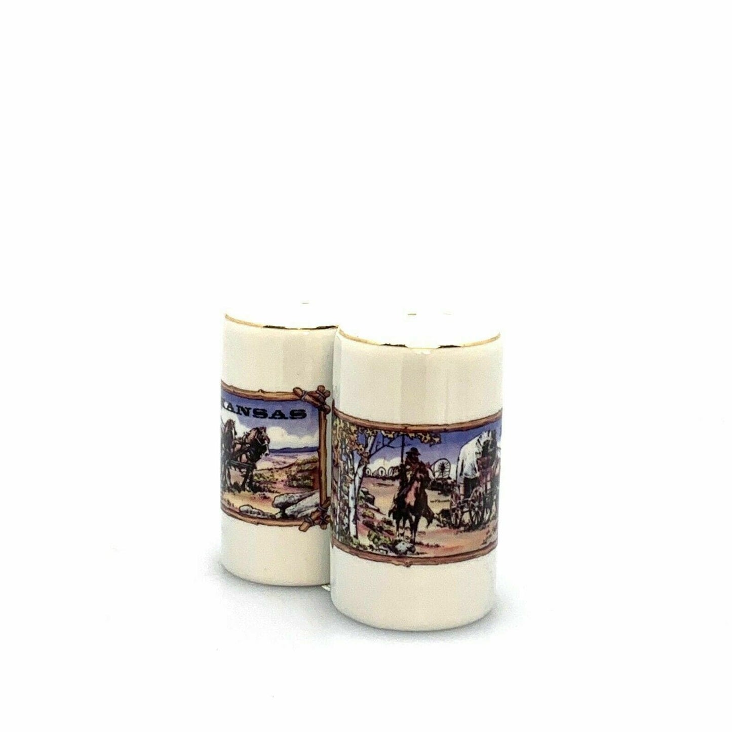 Vintage State of Kansas Souvenir Salt And Pepper Shakers Set Ceramic