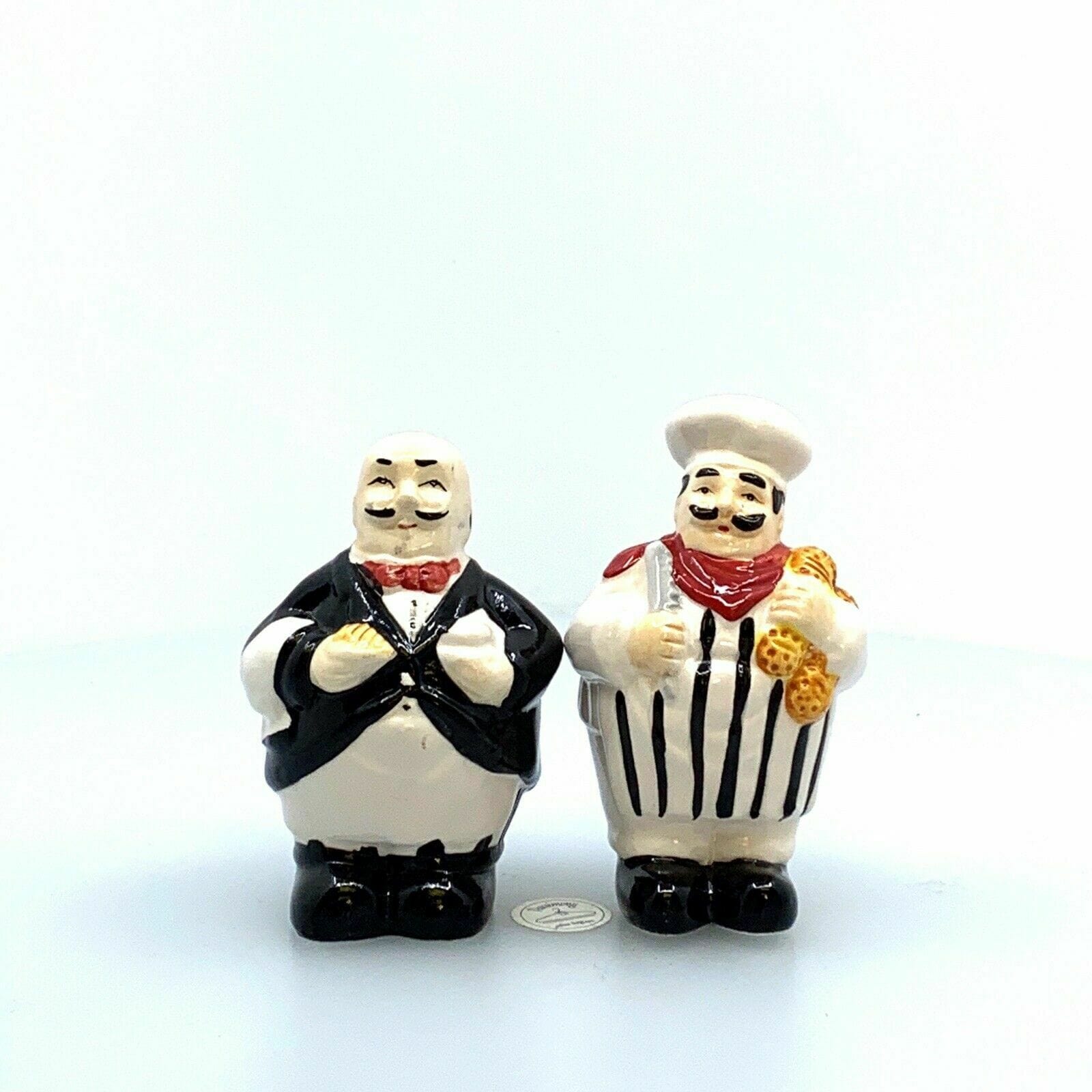 Chef figurine salt pepper Chef shakers ceramic Mid century set