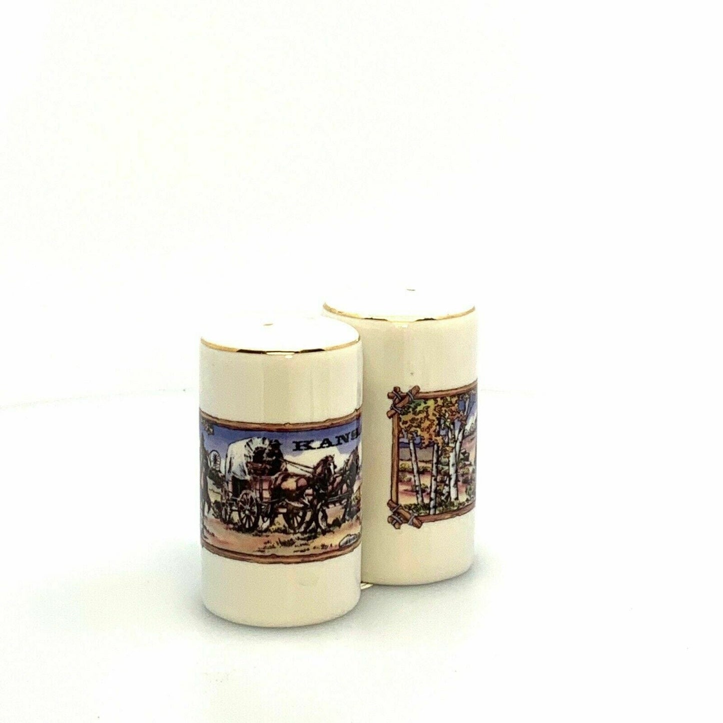Vintage State of Kansas Souvenir Salt And Pepper Shakers Set Ceramic