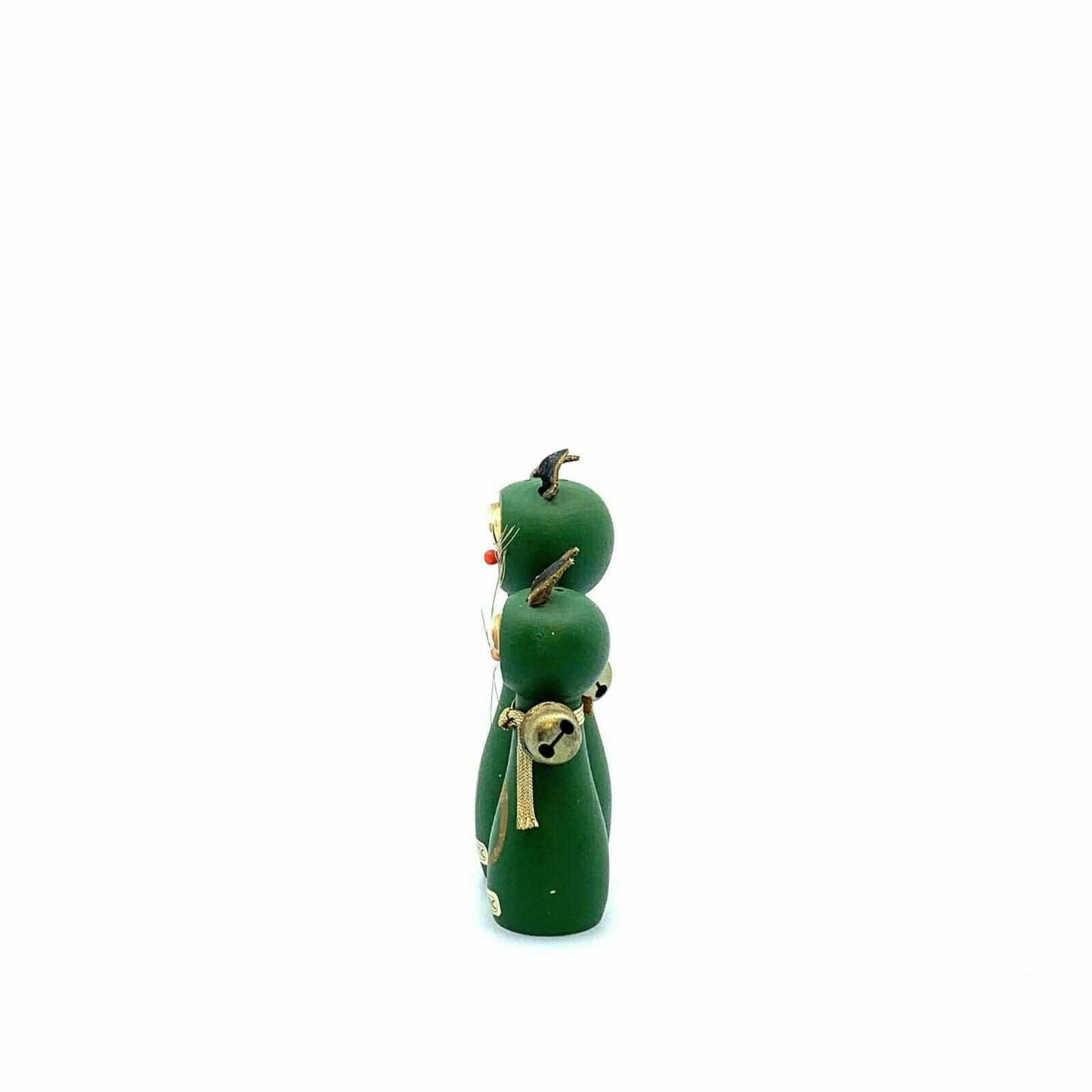 Vintage Green Cat Hand Painted Magnetic Wood Salt & Pepper Shakers Set