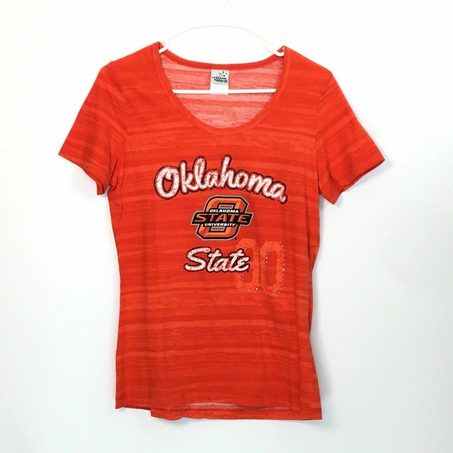Womens Oklahoma State T-Shirt Size L Orange Short Sleeve