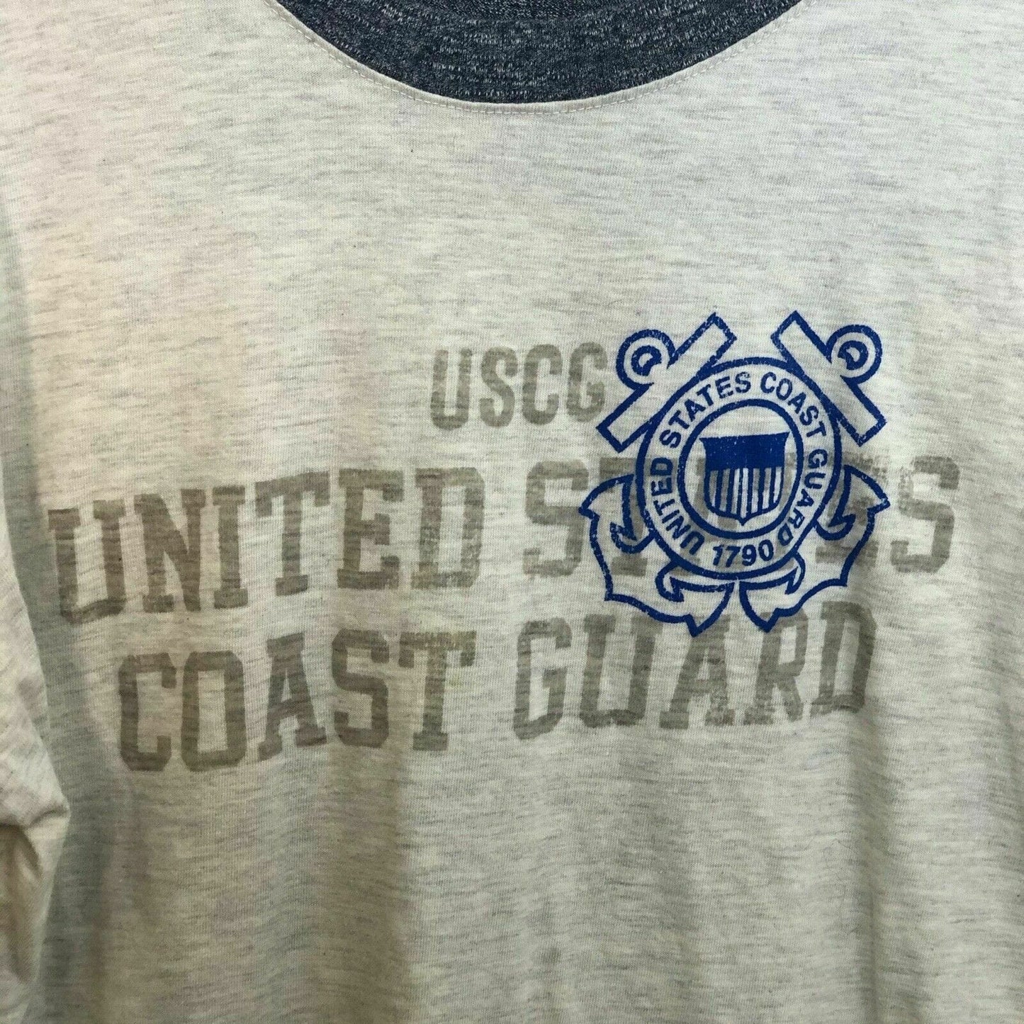 MV Sport Men's Coast Guard T-Shirt - Retro Style with Striped Sleeves - Size L