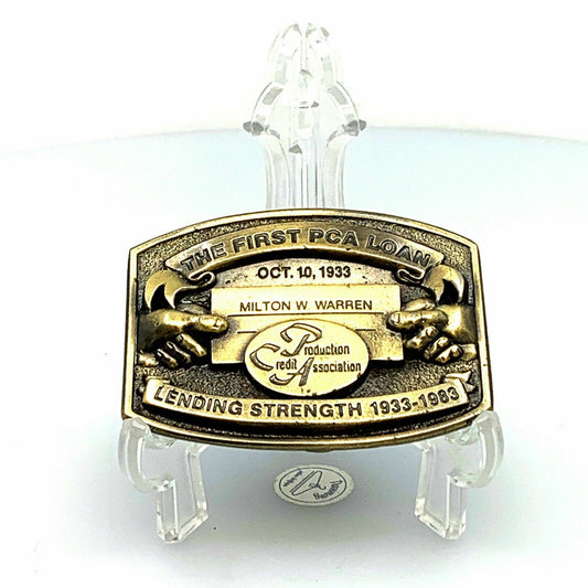 Vintage PCA Production Credit Association Belt Buckle 1983 Bank 50th Farm First