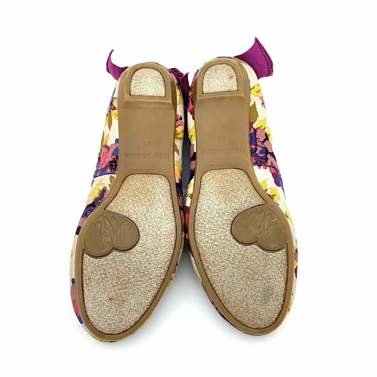 Libby Edelman Women Alize Floral Print Flat Size 6M Bow On Heel Purple