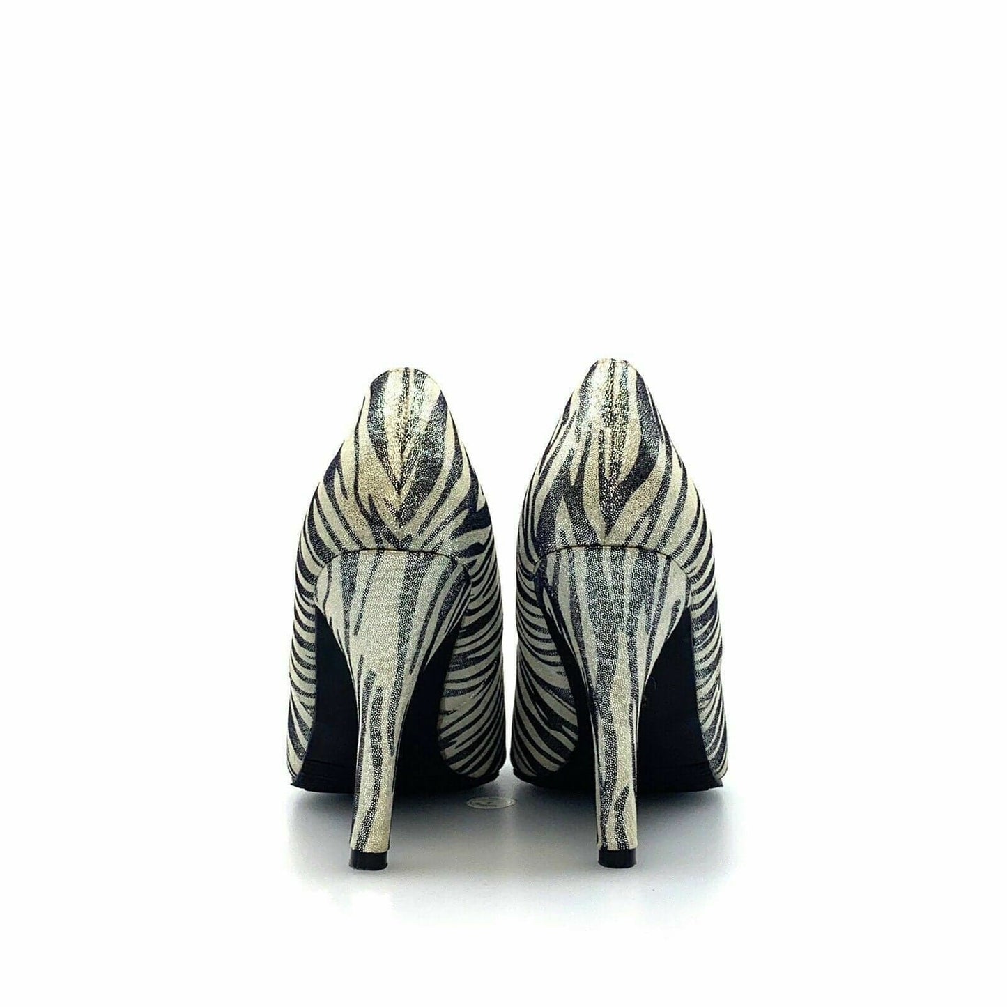 Mixit Womens Silver High Heel Shoes Size 8.5 M Stiletto Zebra Striped Pumps