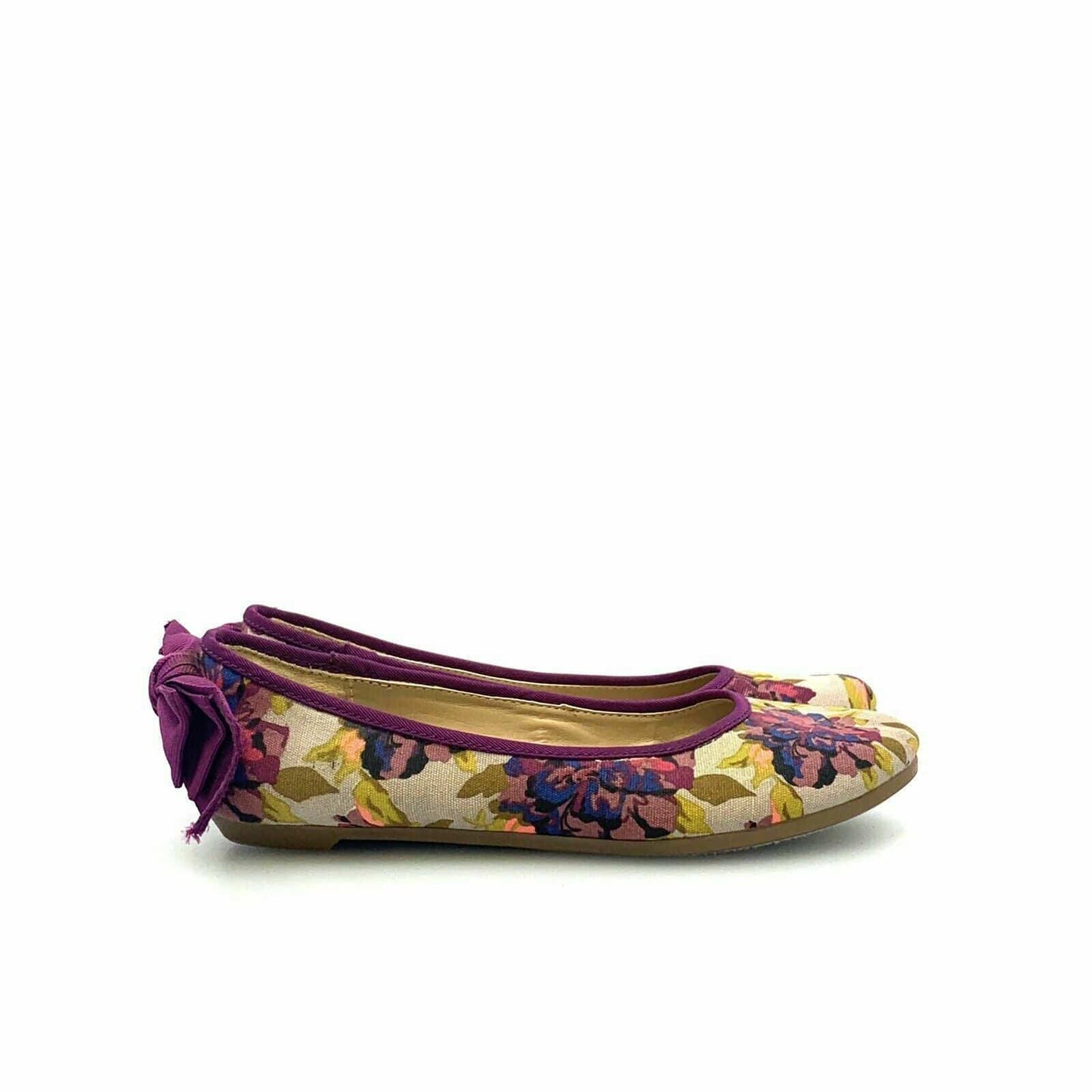 Libby Edelman Women Alize Floral Print Flat Size 6M Bow On Heel Purple