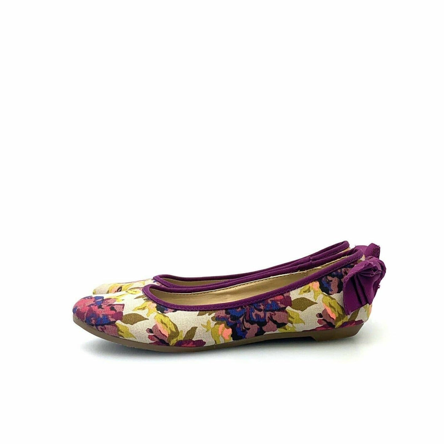 Libby Edelman Women Alize Floral Print Flat Size 6M Bow On Heel Purple