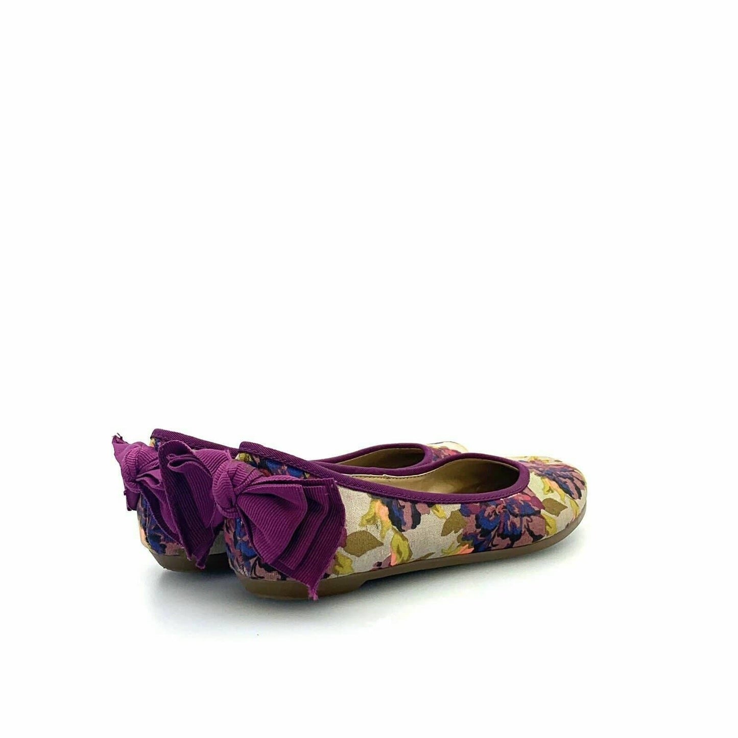 Libby Edelman Women Alize Floral Print Flat Size 6M Bow On Heel Purple