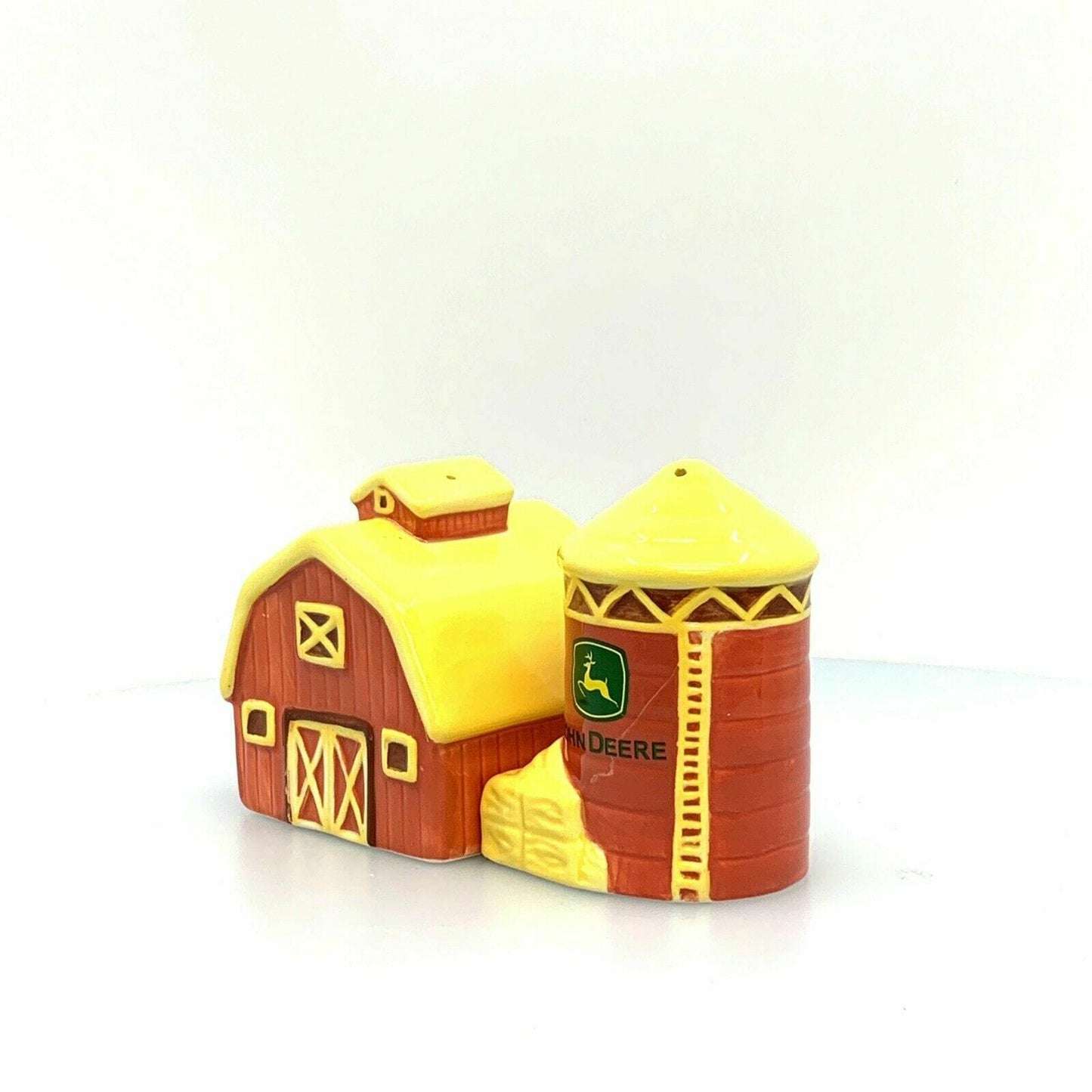 John Deere Farm Barn & Silo Ceramic Salt and Pepper Shakers Set