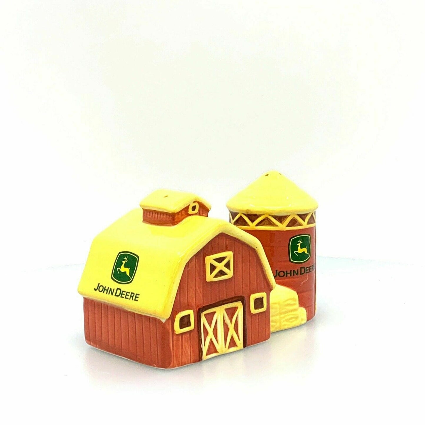 John Deere Farm Barn & Silo Ceramic Salt and Pepper Shakers Set