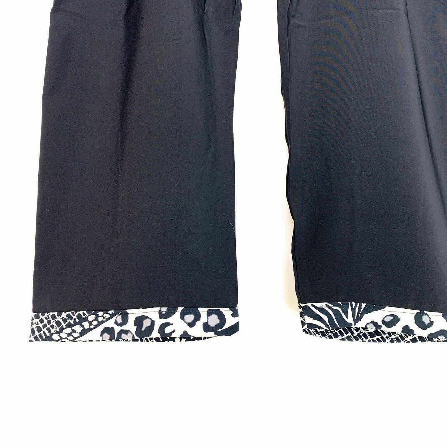 Sublime Scrubs Women's Black Scrub Pants with Animal Print Trim - Size L