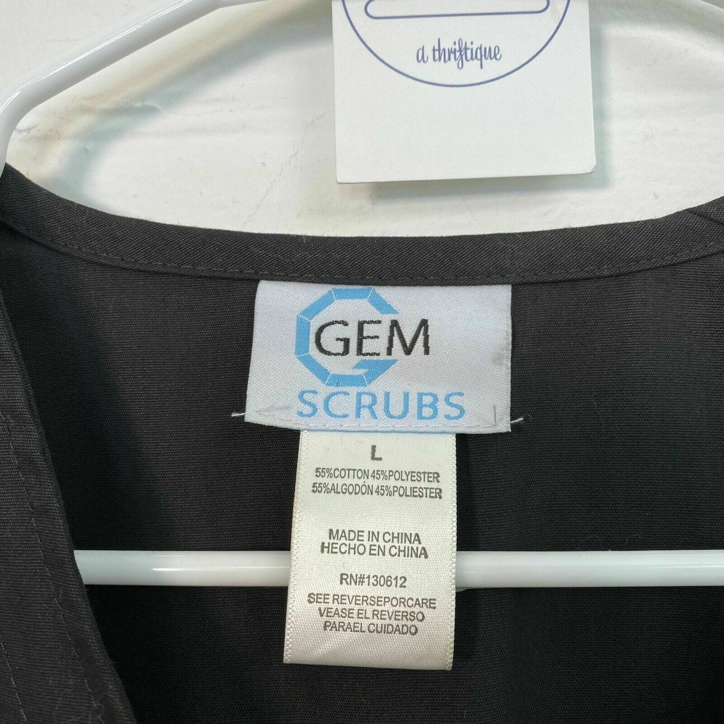 GEM Women's Black Scrub Top - Diamond Collection by Sanibel - Size L - New with Tags