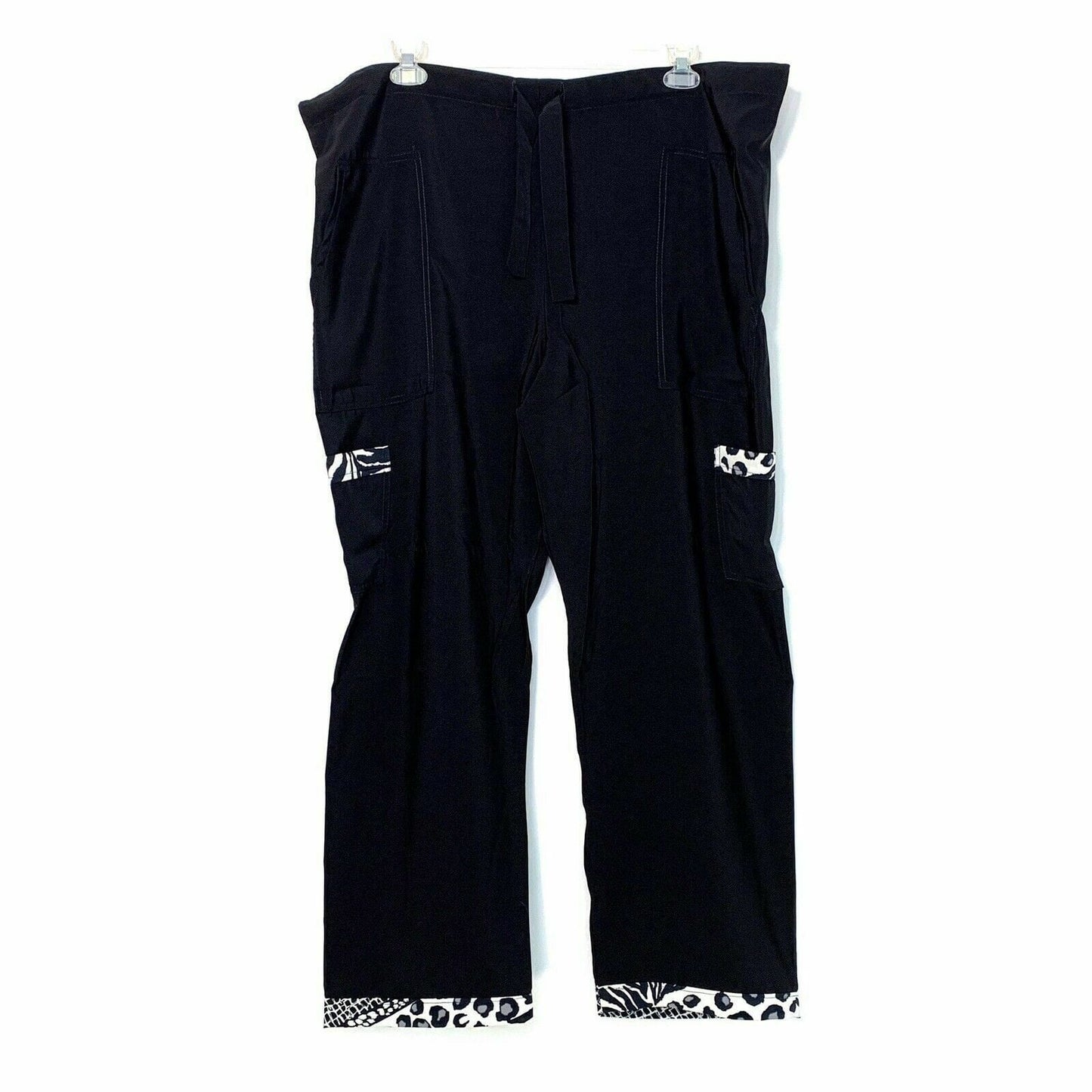 Sublime Scrubs Womens Medical Dental Size Medium Black Scrubs Pants Animal Print