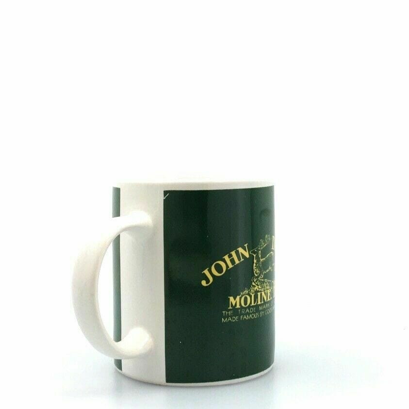 John Deere White Green Coffee Cup Mug “MOLINE ILL” 12 Oz