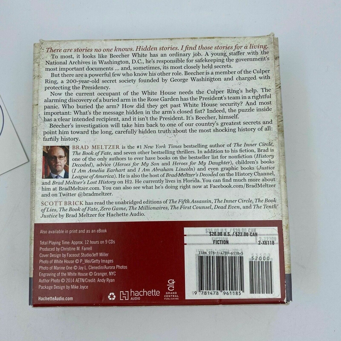 The President's Shadow Brad Meltzer 2015, Audio CD Unabridged Read Scott Brick