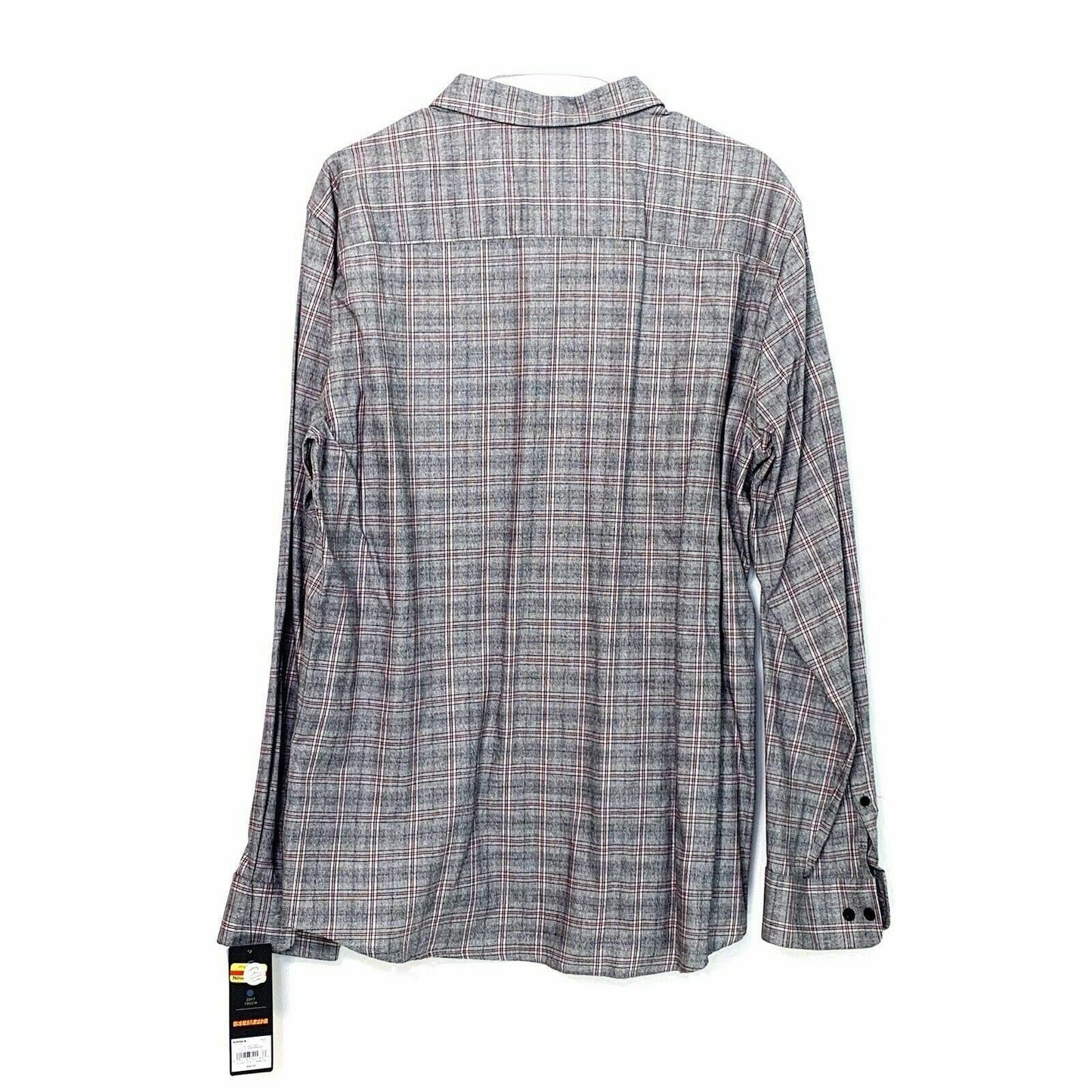 Marc Anthony Mens Luxury Slim Fit Long Sleeve Flannel Shirt, Gray Plaid - Size L