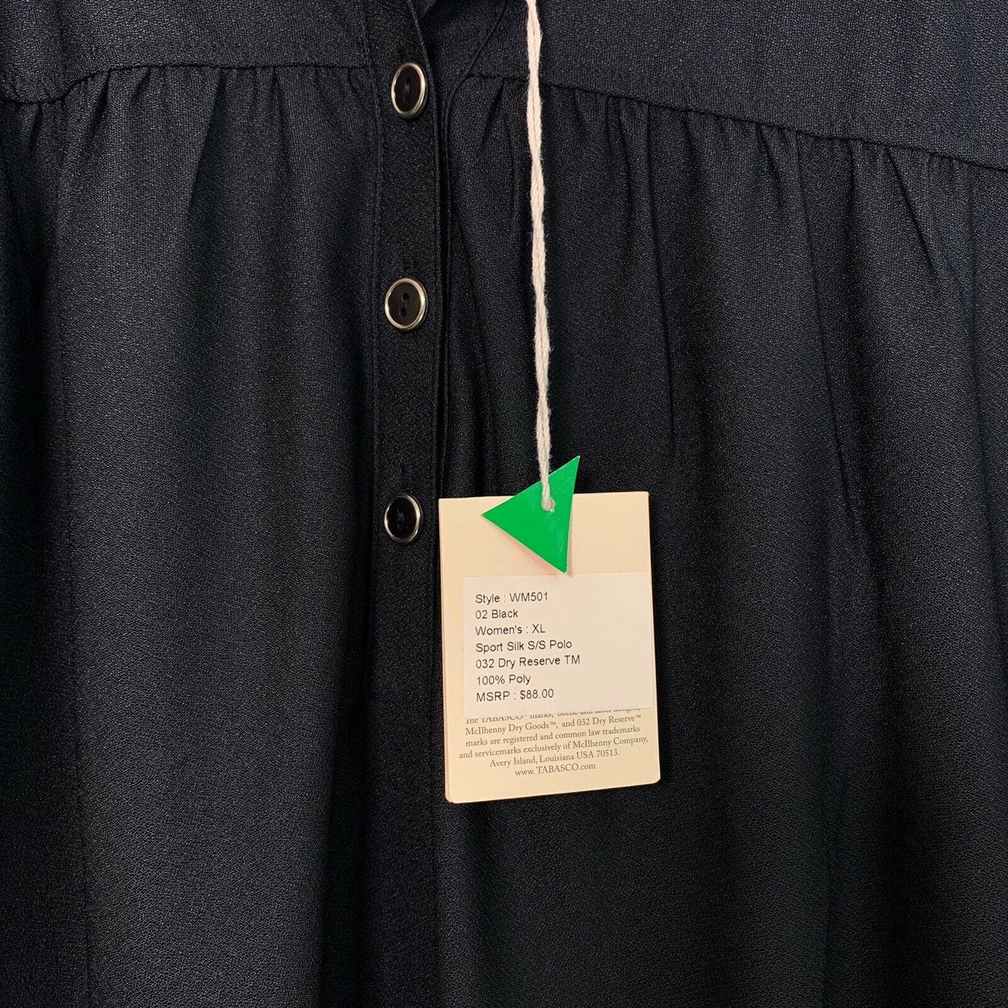 McIlhenny Dry Goods by Tabasco Women's S/S 032 Dry Reserve Polo Shirt - Black - Size XL - New with Tags