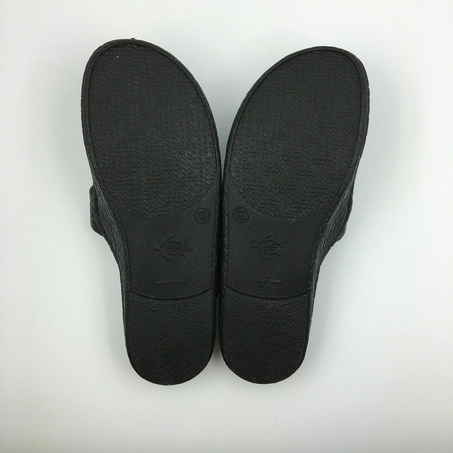 Pali Hawaii Size 13 Black Rubber Sandals Classic Jandals Slides Shower Shoes