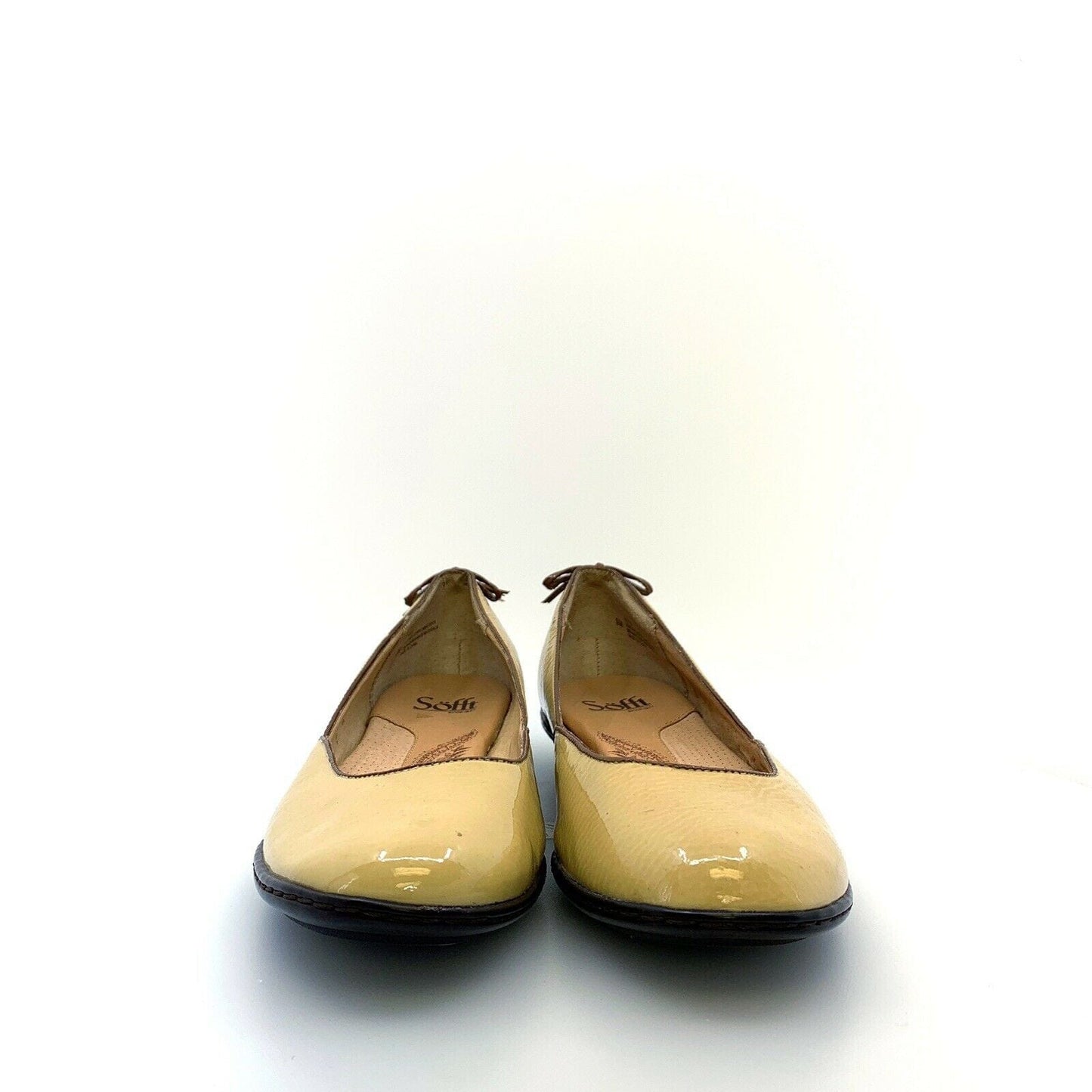 SOFFT Womens Leather Bows On Back Slip-On Flats Shoes, Beige / Brown - Size 9M