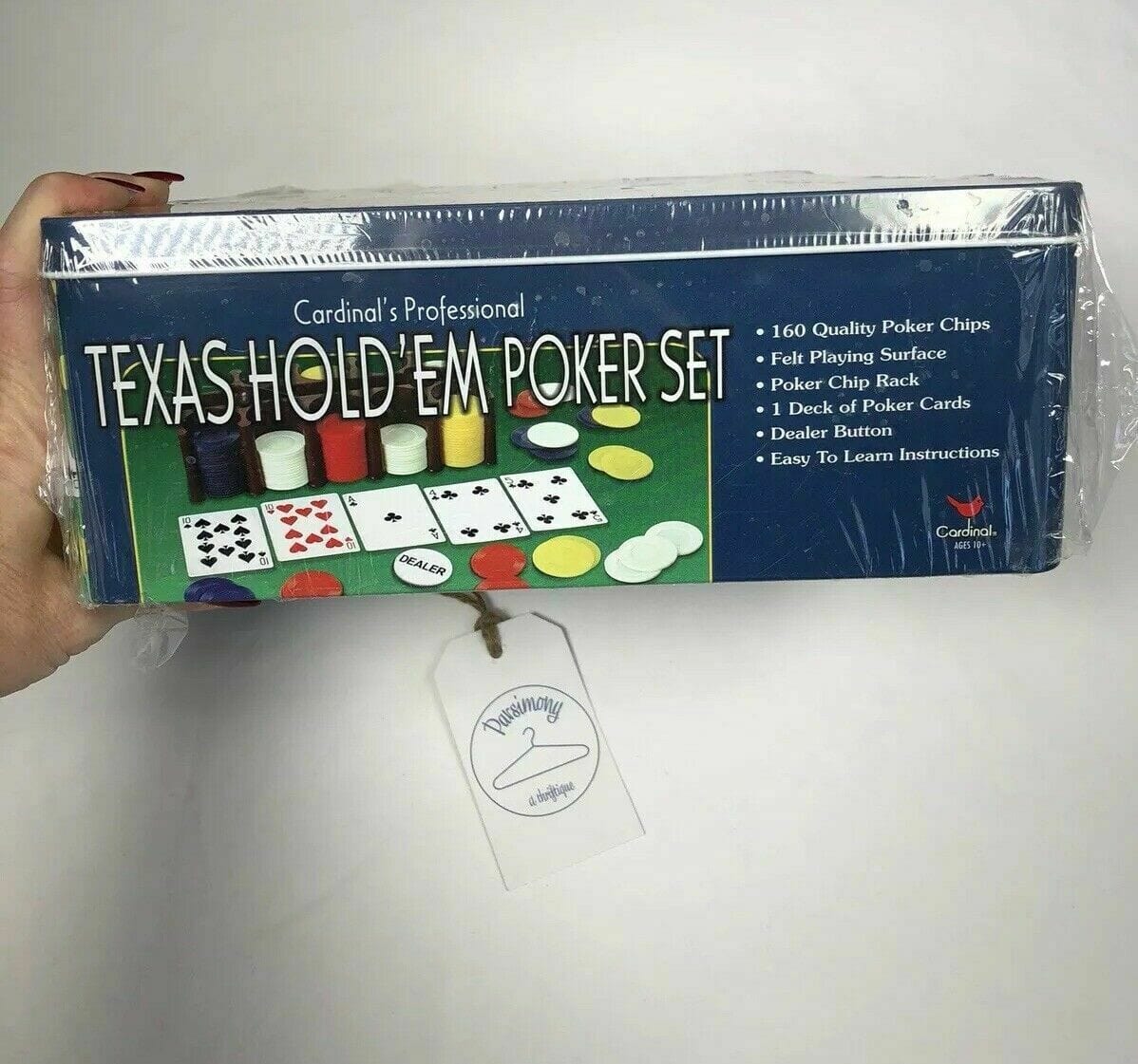 Texas Hold Em Poker Game Chips Rack Cards Dealer Button Felt Playing Surface New