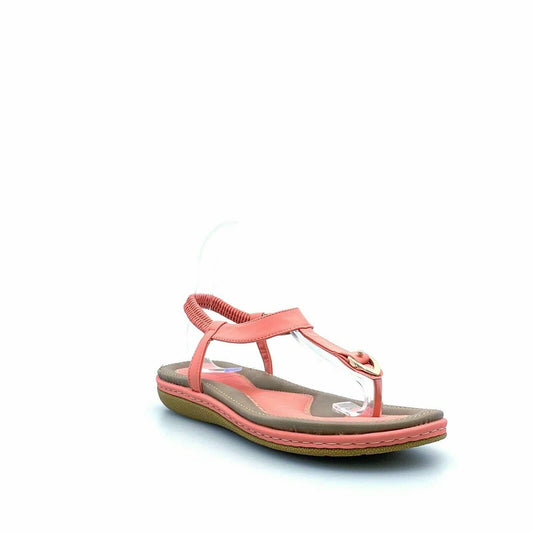 Kuidfar Women Flat Cushioned Slip-On Elastic Strap Sandals, Coral Pink - Size 10