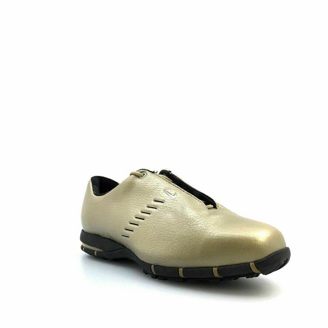 Nike Womens Air TAC Size 9.5 Gold Golf Shoes Lace Up Soft Spikes Turf