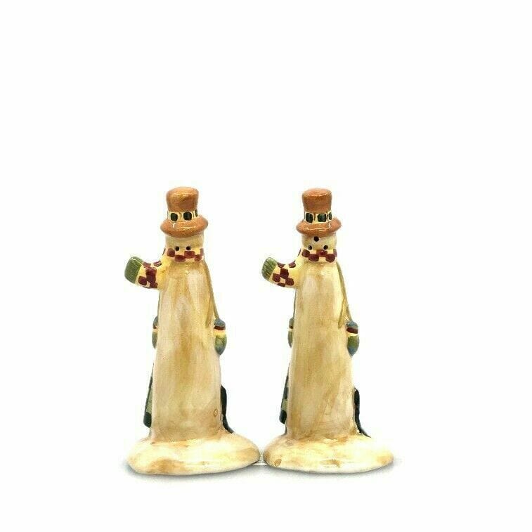 Vintage Christmas Skinny Snowman Salt Pepper Shakers Set Pair Holidays
