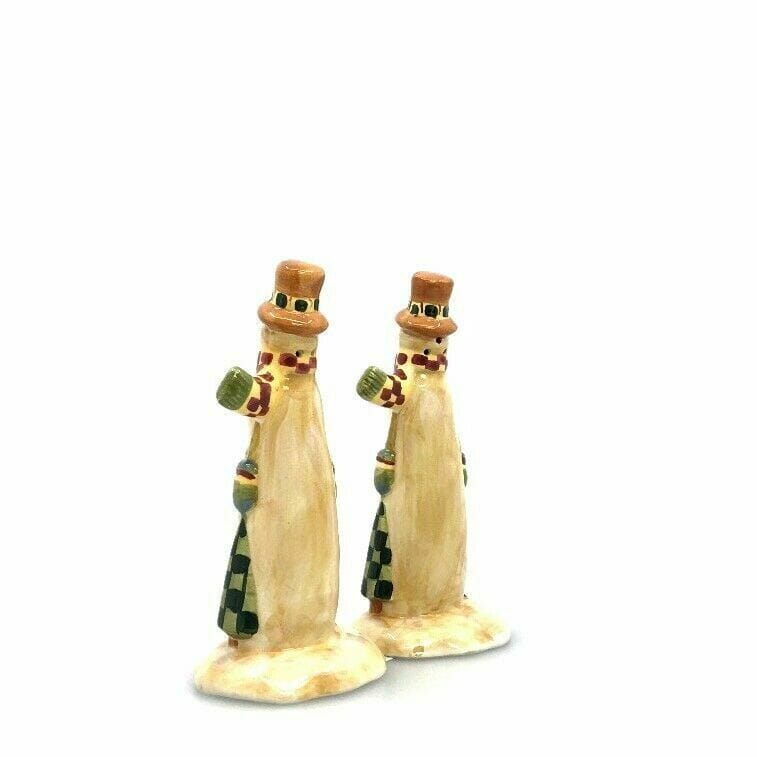 Vintage Christmas Skinny Snowman Salt Pepper Shakers Set Pair Holidays