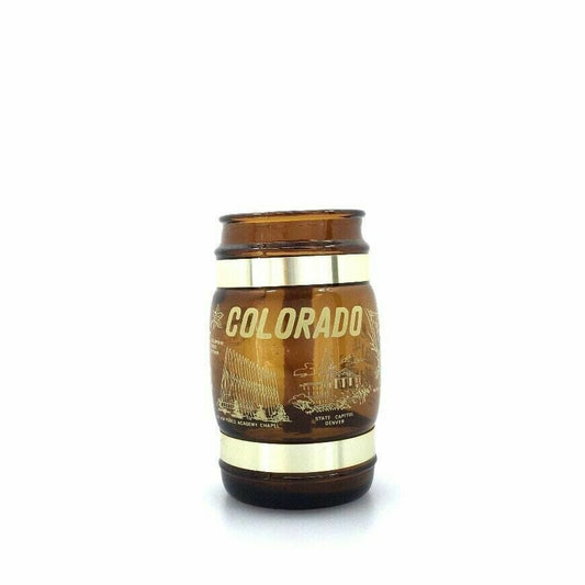 Vintage Siesta Ware Amber Brown Barrel Glass Beer Mug / Wood Handle - Colorado