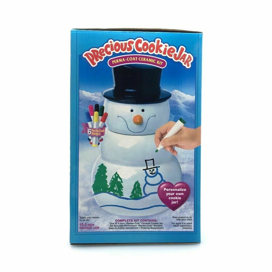 PRECIOUS COOKIE JAR Snowman Perma-Coat Ceramic Kit Kids Crafts Decorate Color