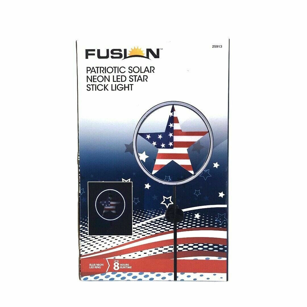 Patriotic Solar Neon LED Stick Yard Light Decor - American Flag Star