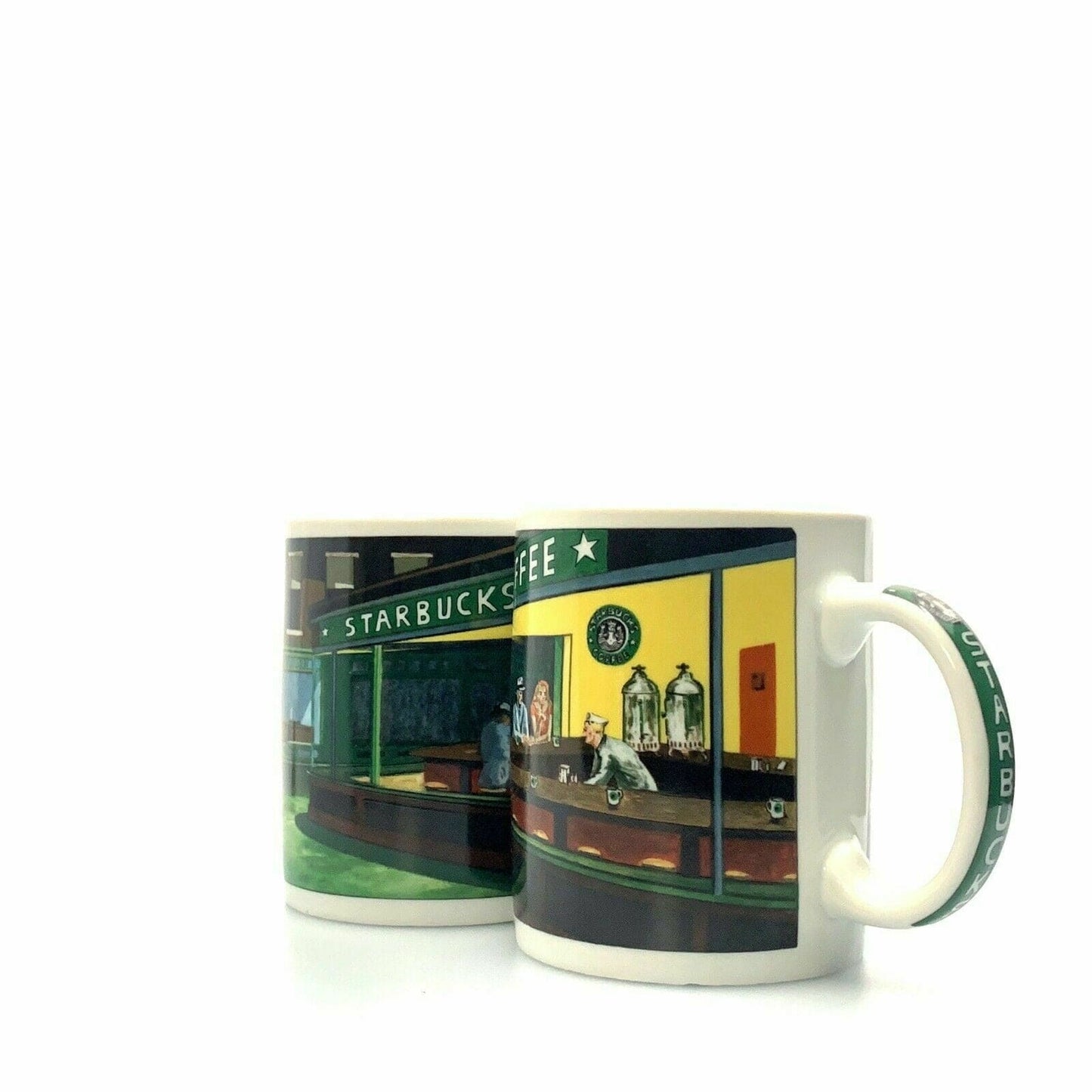 Set of 2 Starbucks Painting Cups & Mugs J. Burrows The Diner Porcelain