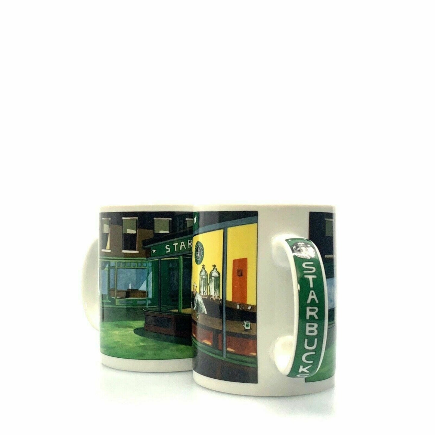Set of 2 Starbucks Painting Cups & Mugs J. Burrows The Diner Porcelain