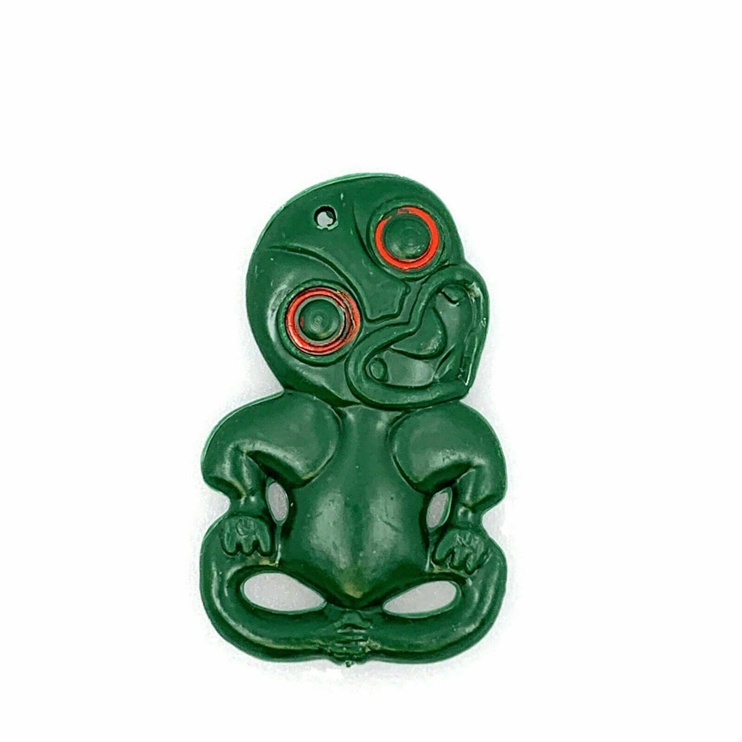 Vintage AIR NEW ZEALAND Maori Tiki Talisman Souvenir Plastic Pendant Fob & Paperwork