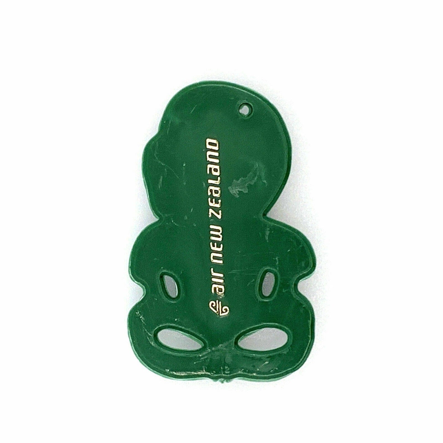 Vintage AIR NEW ZEALAND Maori Tiki Talisman Souvenir Plastic Pendant Fob & Paperwork