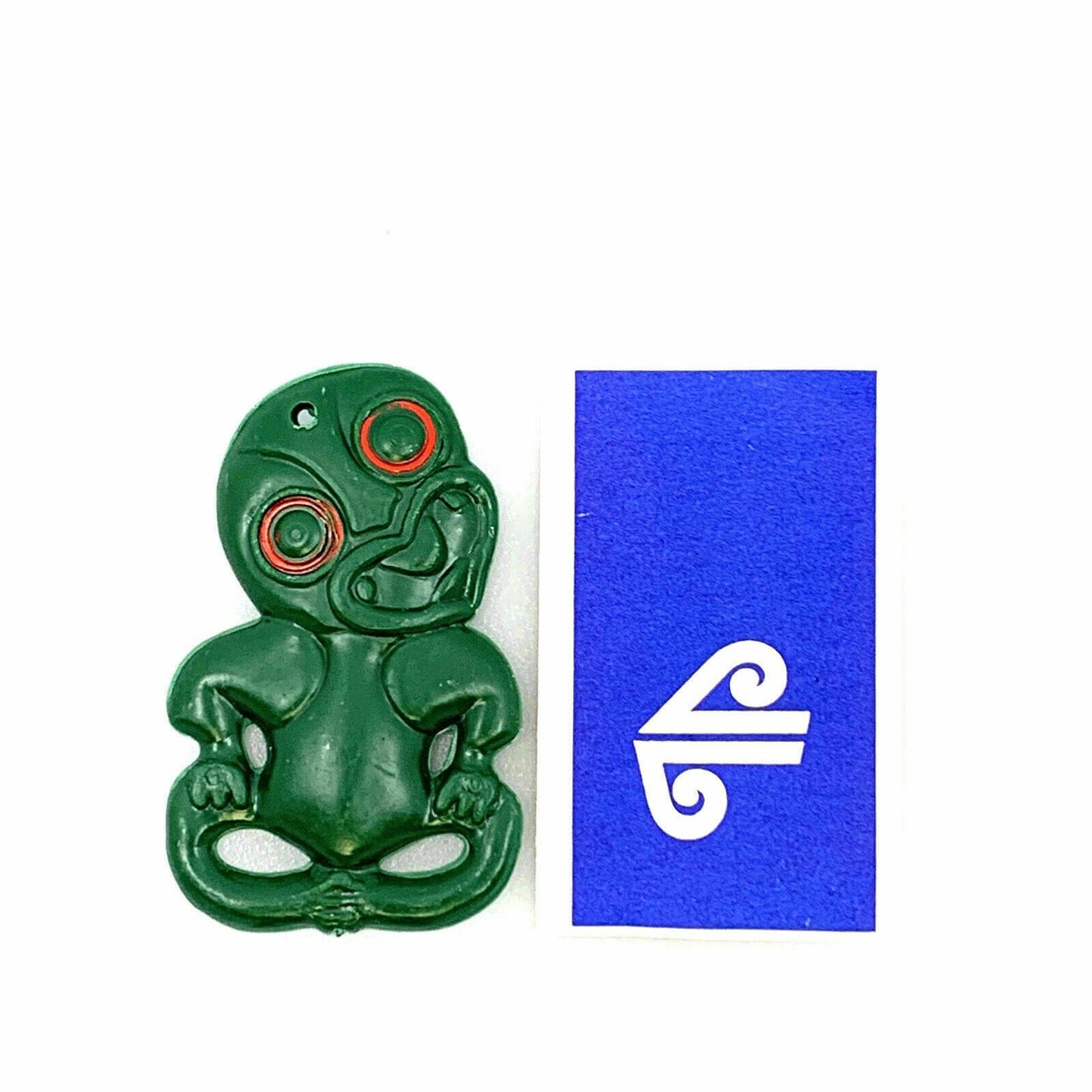 Vintage AIR NEW ZEALAND Maori Tiki Talisman Souvenir Plastic Pendant Fob & Paperwork