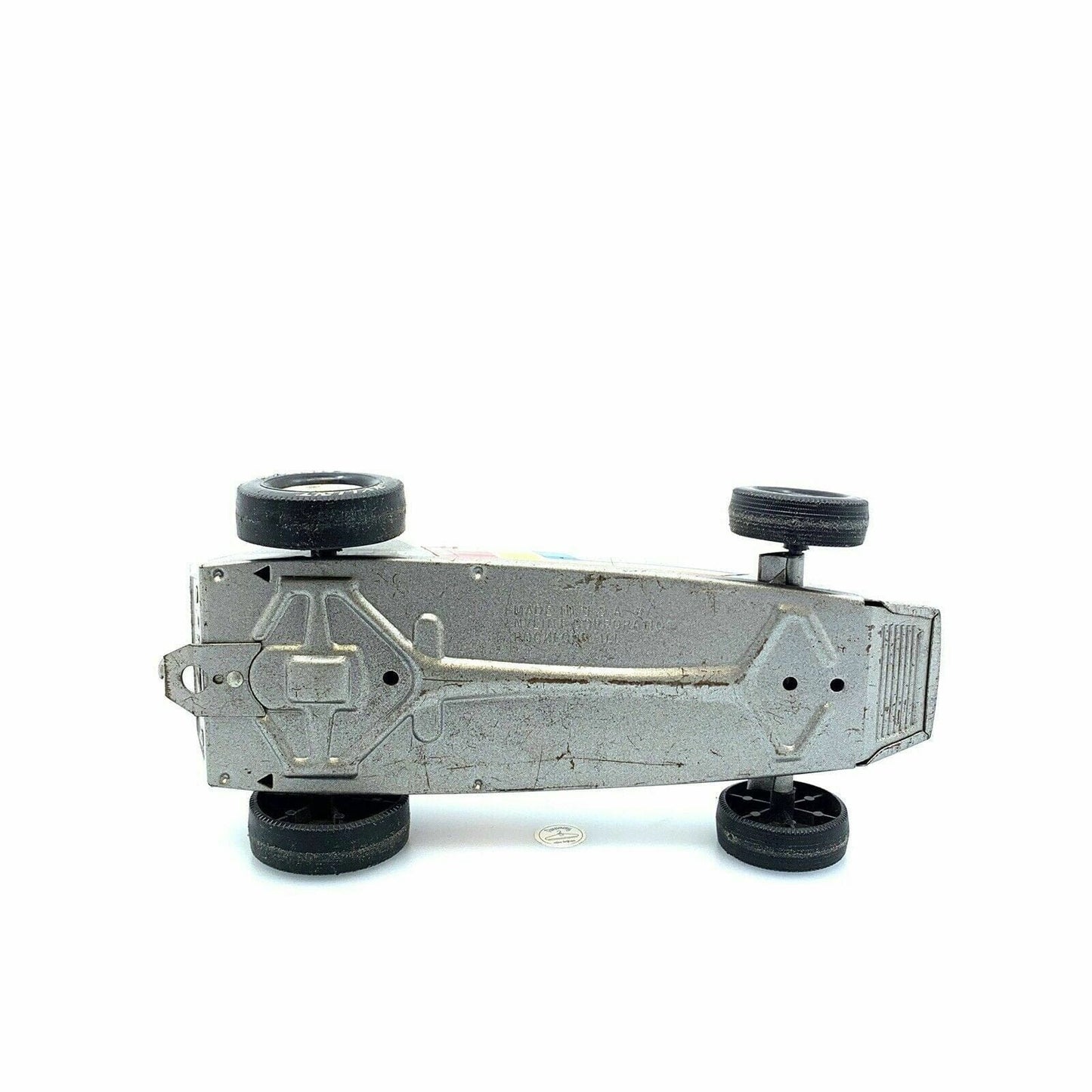 Vintage Nylint 1968 Race Team Car Chassis, Gray - 10”