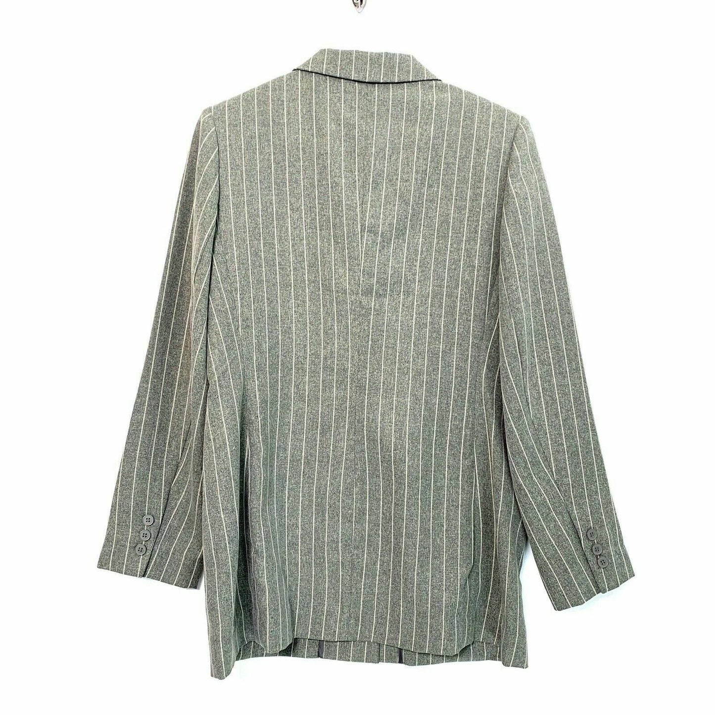 JG HOOK Womens Size 8 Gray Striped Blazer Jacket Lined Suit 3 Button
