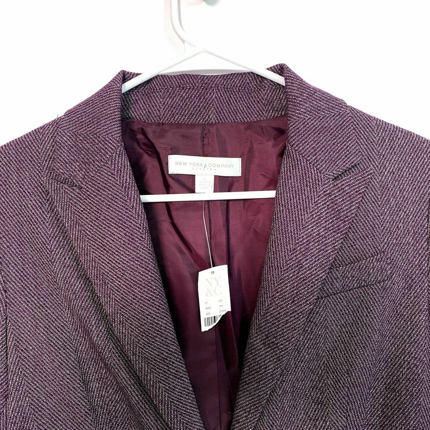 New York & Company Womens Size 8 Purple Blazer Jacket Lined Tweed Classic