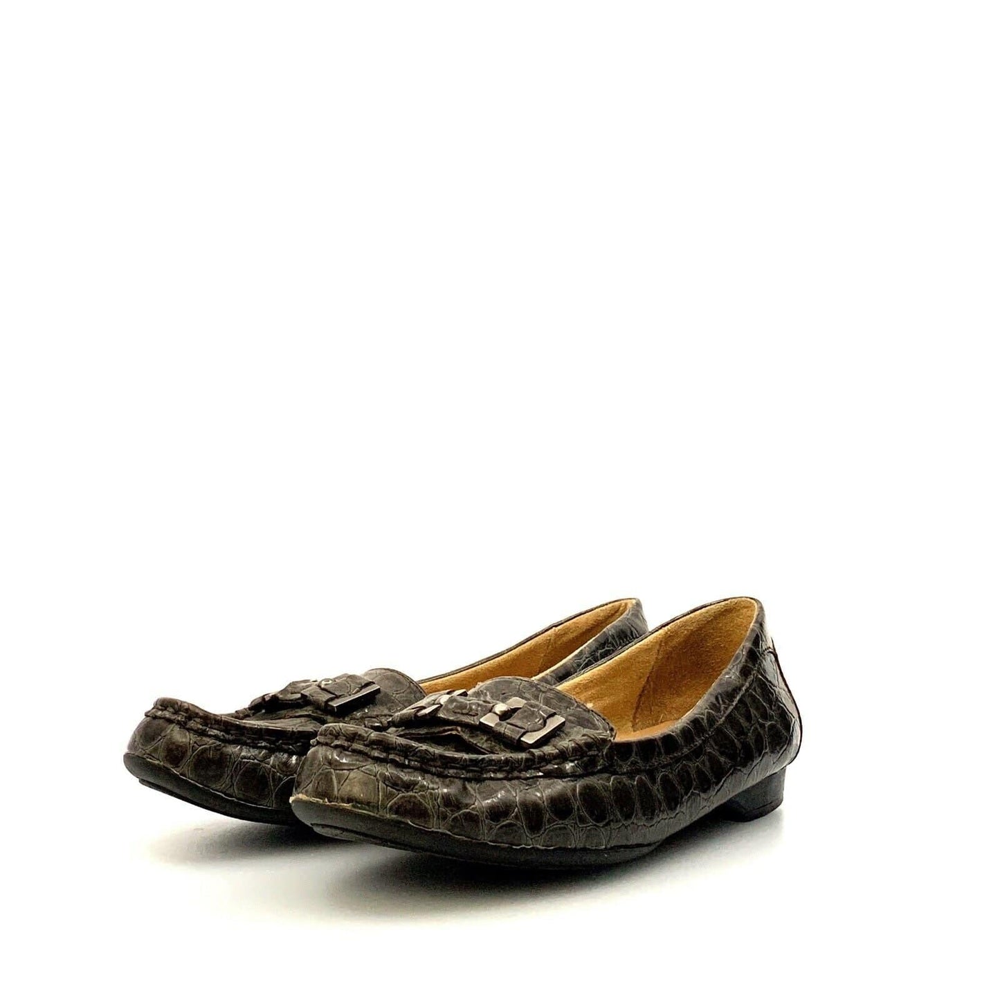 Naturalizer Womens Size 8N Gray Loafers Shoes NORTHALL Snakeskin Flats Comfort