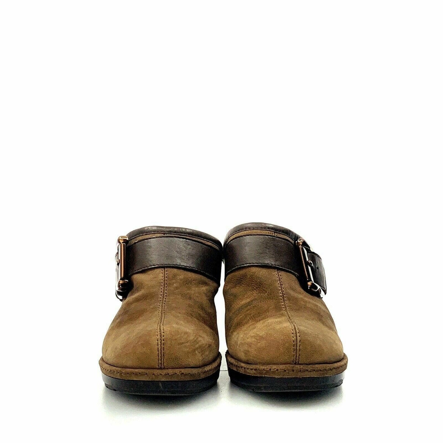 Sofft Womens Size 8M Brown Mules Shoes Leather Aviano Buckle Heeled