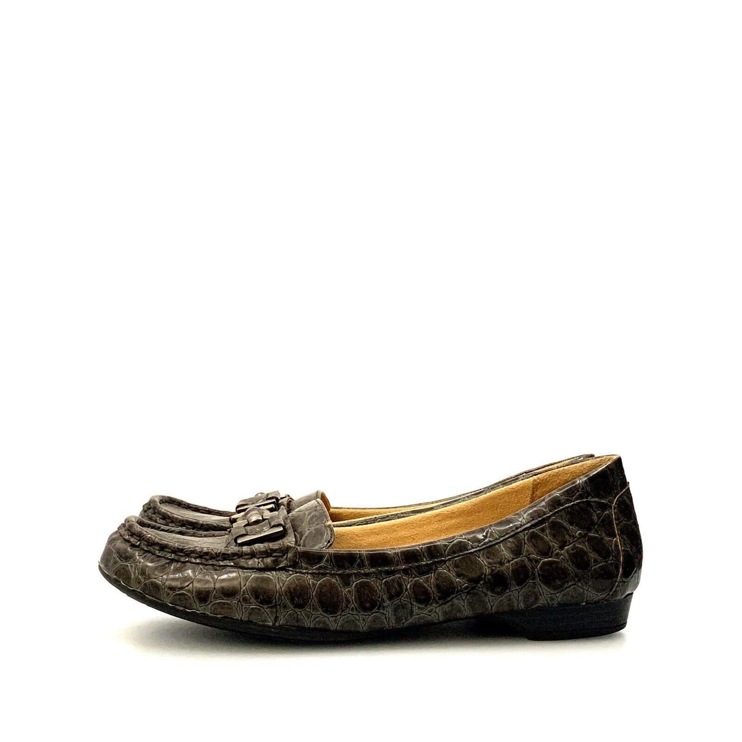 Naturalizer Womens Size 8N Gray Loafers Shoes NORTHALL Snakeskin Flats Comfort