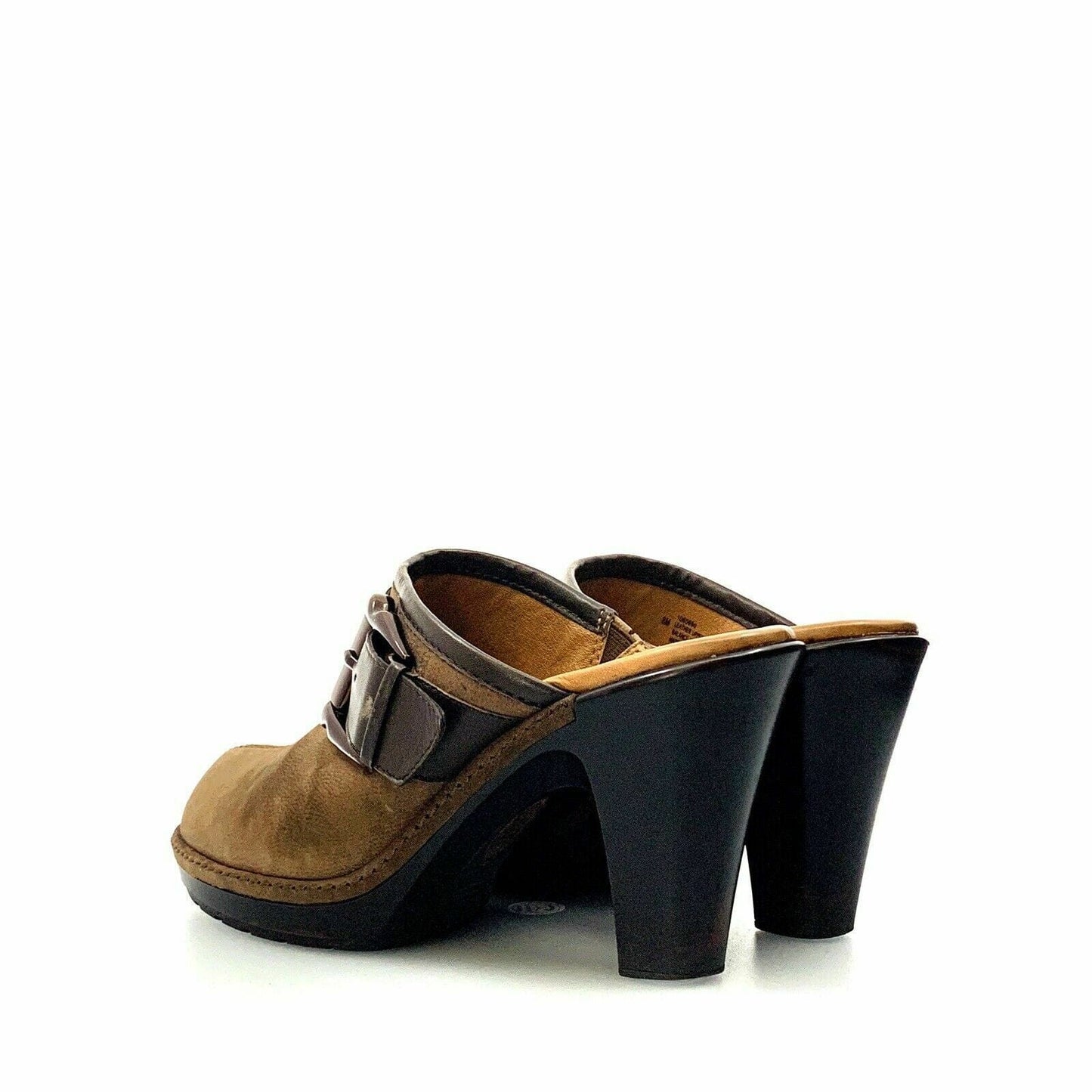Sofft Womens Size 8M Brown Mules Shoes Leather Aviano Buckle Heeled